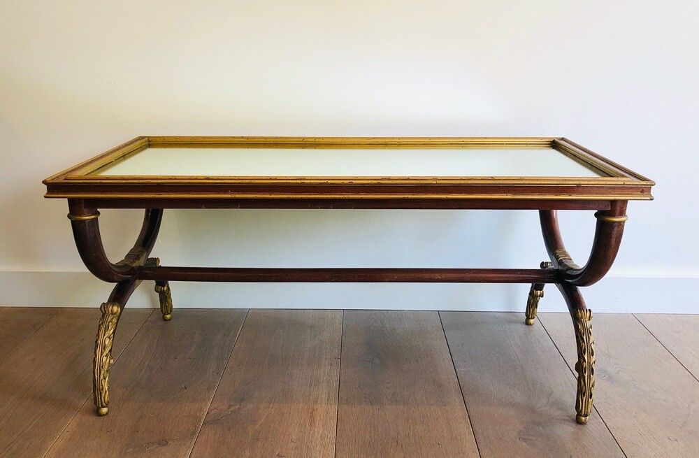 Carved and Gilt Wood Coffee Table by Maison Hirch