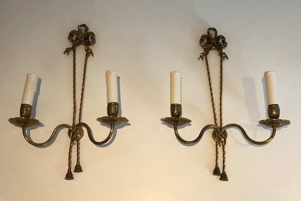 Pair of Louis the 16th Style Bronze Wall Lights