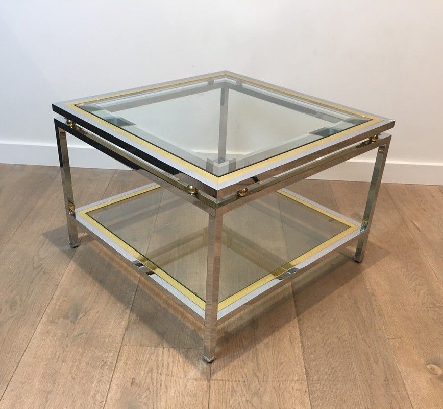 Chrome and Brass Design Side Table