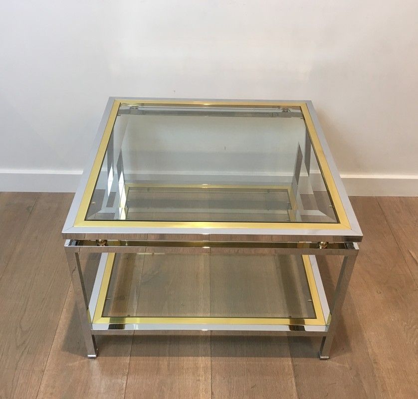 Chrome and Brass Design Side Table