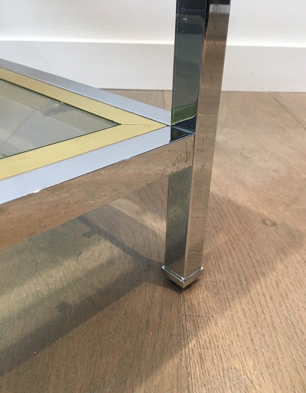 Chrome and Brass Design Side Table