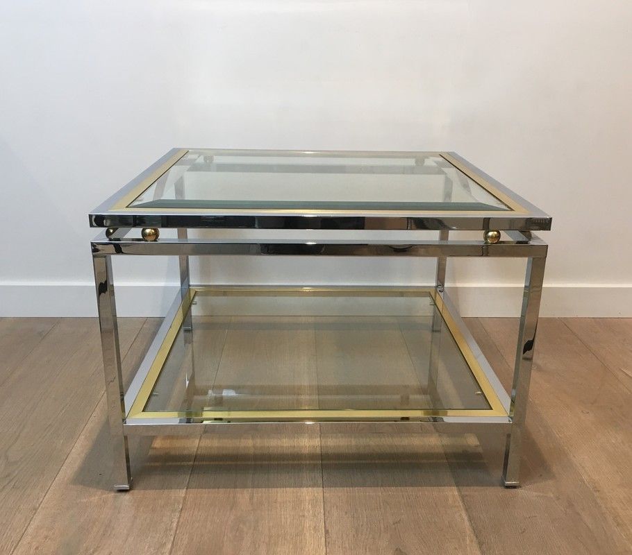 Chrome and Brass Design Side Table