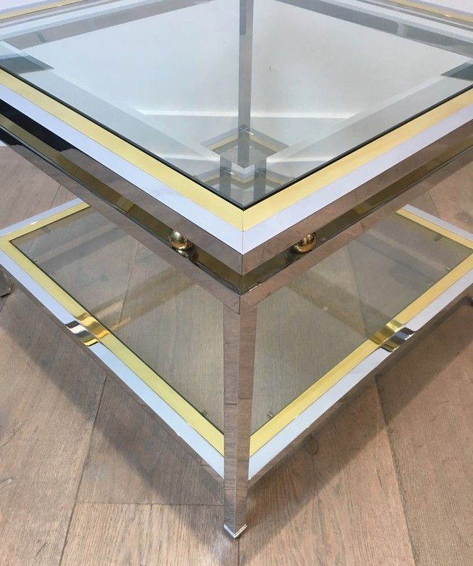 Chrome and Brass Design Side Table