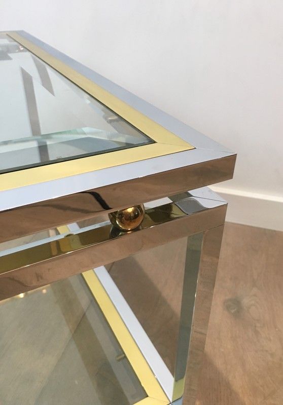 Chrome and Brass Design Side Table