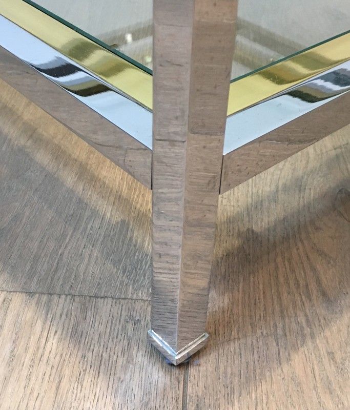 Chrome and Brass Design Side Table