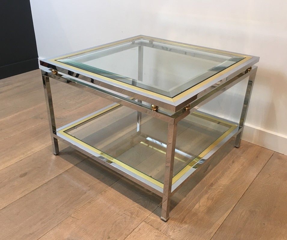 Chrome and Brass Design Side Table