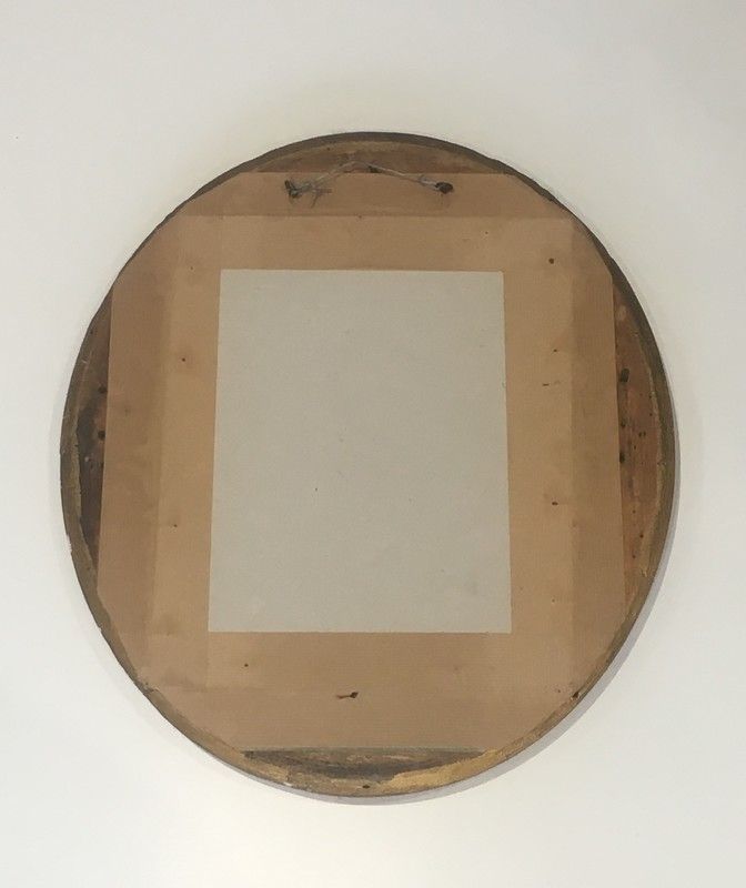 Petit Miroir Oval en Stuck Doré