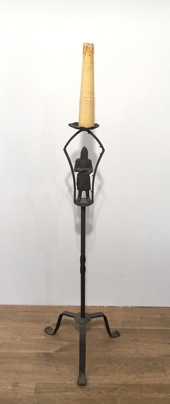 Lampadaire de Parquet Néo-Gothique à l'Effigie d'un Soldat portant une Armure