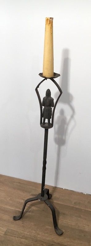 Lampadaire de Parquet Néo-Gothique à l'Effigie d'un Soldat portant une Armure
