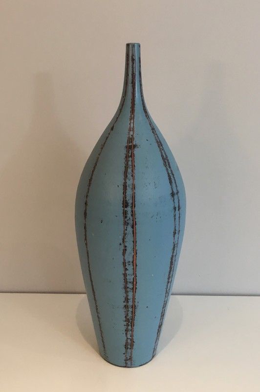 Vase en Céramique dans les Tons Bleus