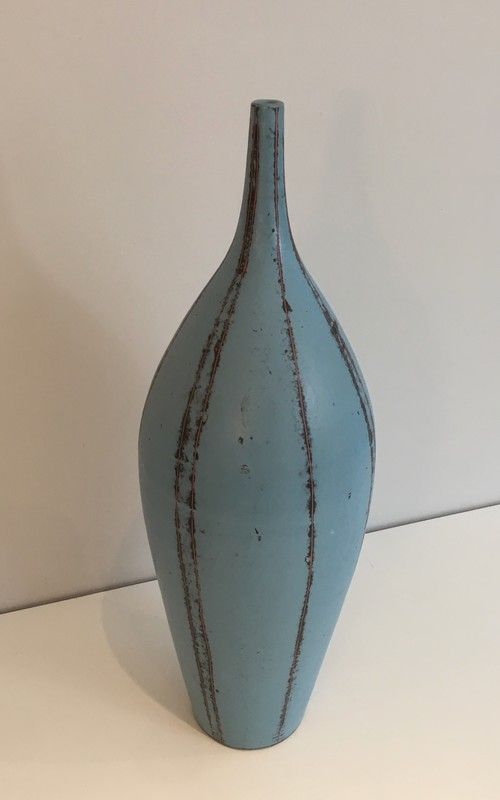 Vase en Céramique dans les Tons Bleus