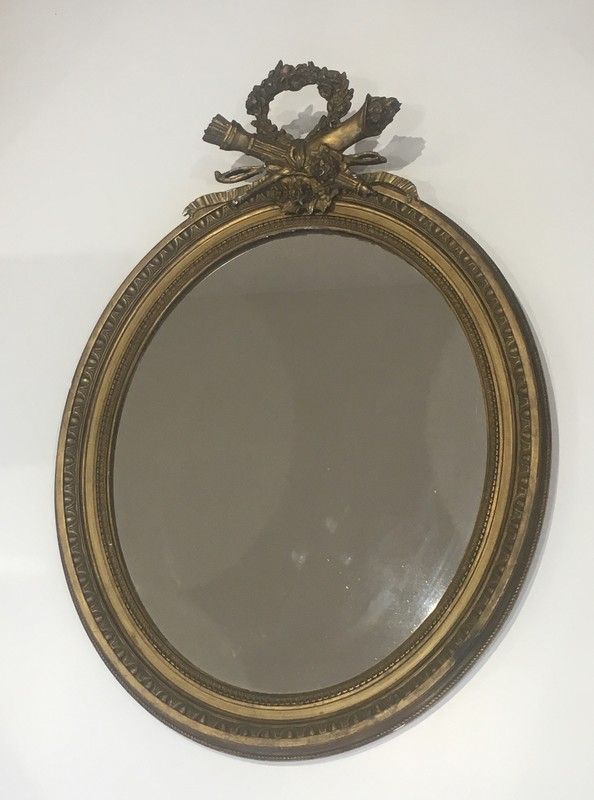 Miroir De Style Louis XVI En Bois Et Stuck Doré