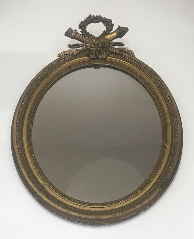 Miroir De Style Louis XVI En Bois Et Stuck Doré