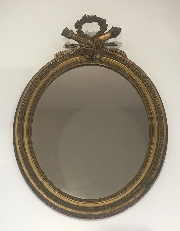 Miroir De Style Louis XVI En Bois Et Stuck Doré