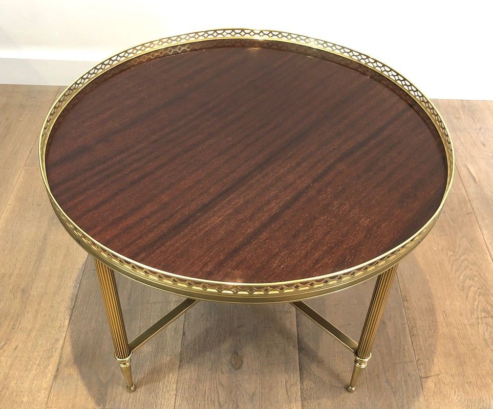 Table Basse Ronde en Laiton. Maison Jansen.