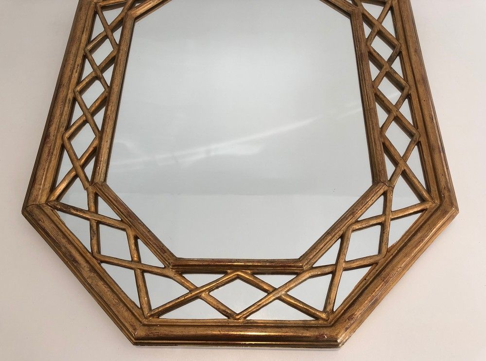 Miroir Octogonal en bois Doré à Pare-Closes