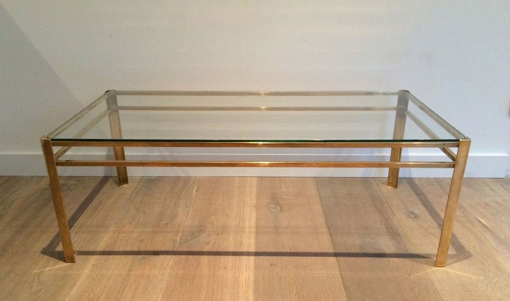 Bronze and Glass Coffee Table Signed Jacques Théophile Lepelletier and Stamped by Broncz