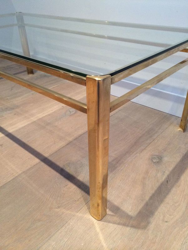 Bronze and Glass Coffee Table Signed Jacques Théophile Lepelletier and Stamped by Broncz