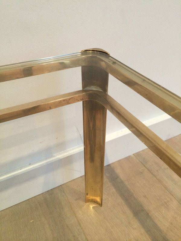 Bronze and Glass Coffee Table Signed Jacques Théophile Lepelletier and Stamped by Broncz