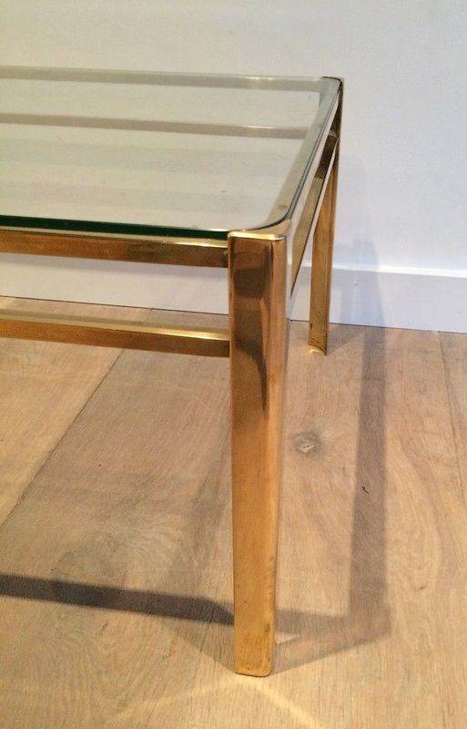 Bronze and Glass Coffee Table Signed Jacques Théophile Lepelletier and Stamped by Broncz