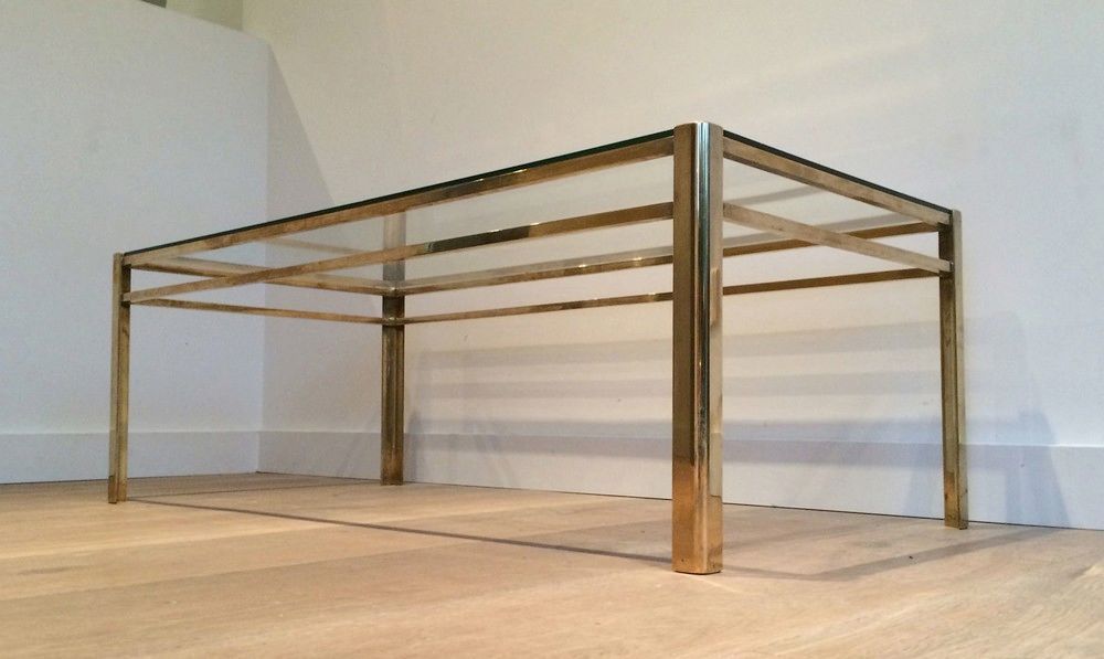 Bronze and Glass Coffee Table Signed Jacques Théophile Lepelletier and Stamped by Broncz