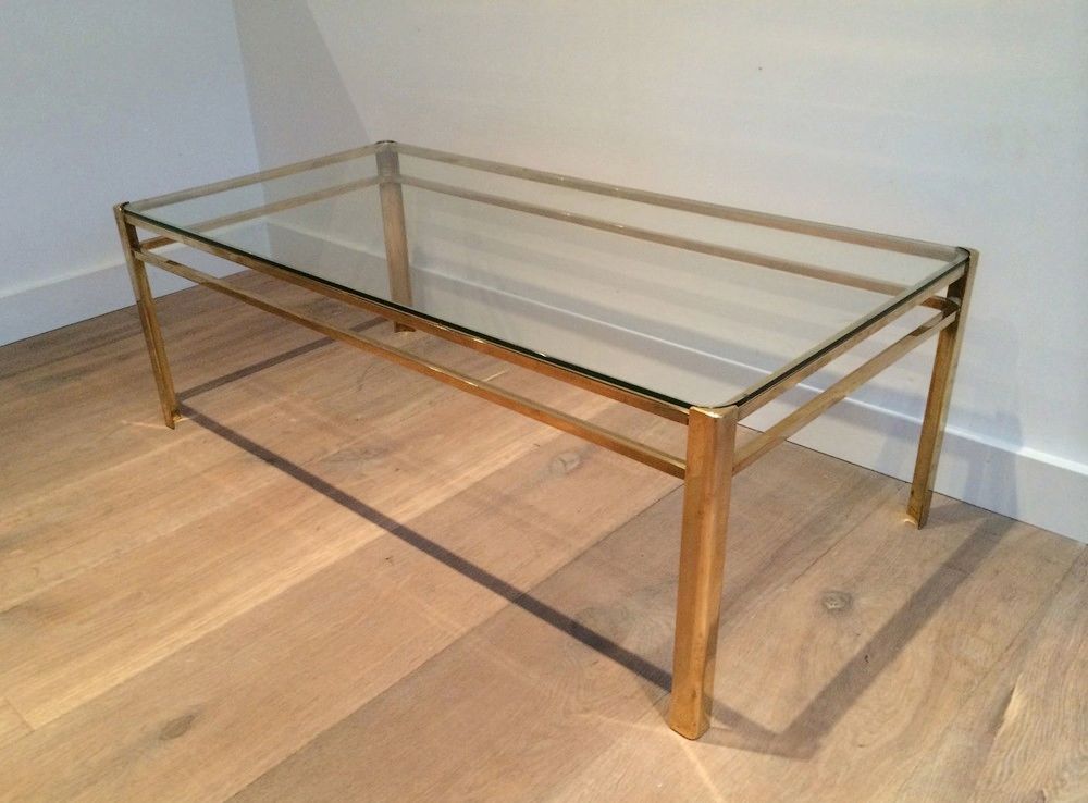 Bronze and Glass Coffee Table Signed Jacques Théophile Lepelletier and Stamped by Broncz
