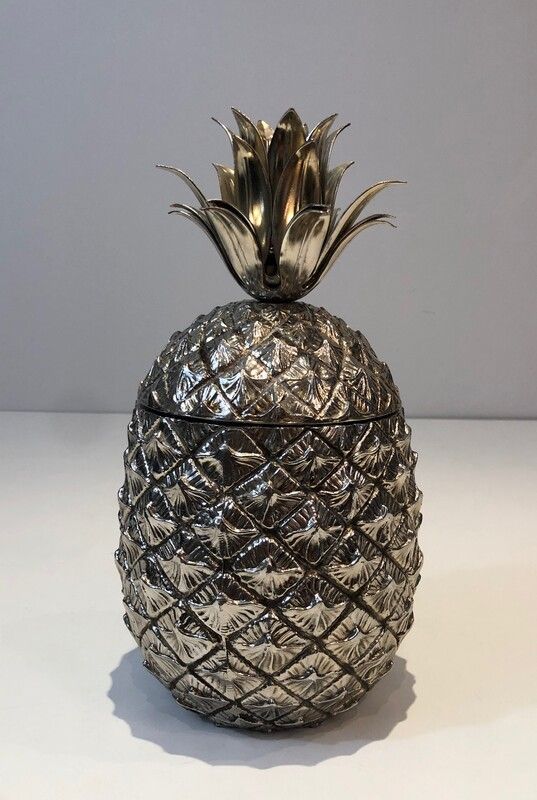 Seau à Glaçon Ananas en Métal Argenté