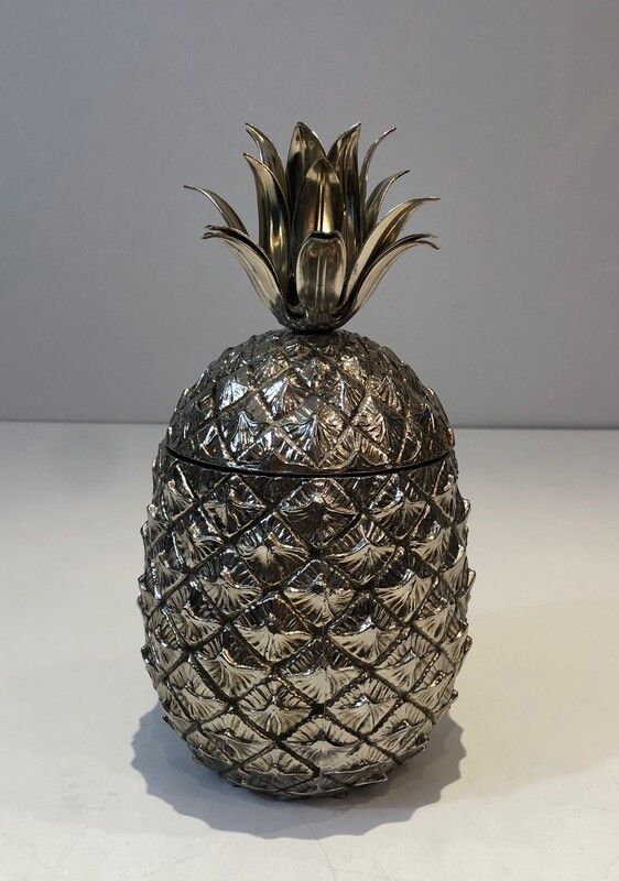 Seau à Glaçon Ananas en Métal Argenté