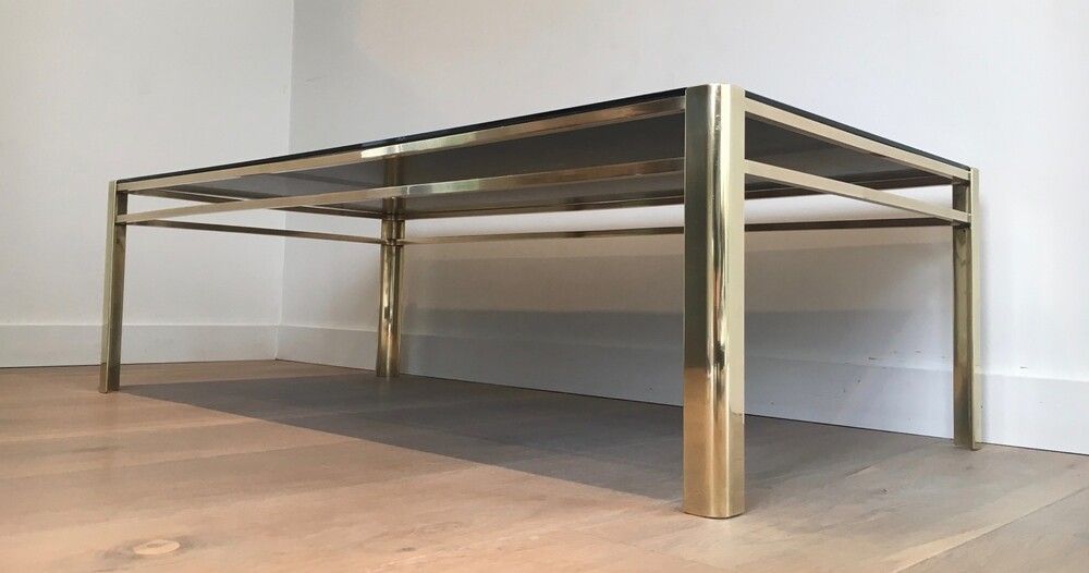 Table Basse en Bronze et Laiton de Jacques Quinet