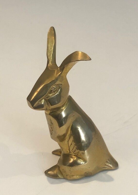 Petite Sculpture en Laiton Représentant un Lapin