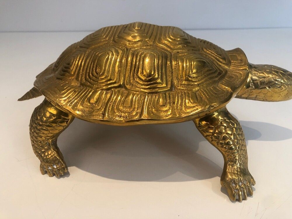 Sculpture en Laiton Représentant une Tortue