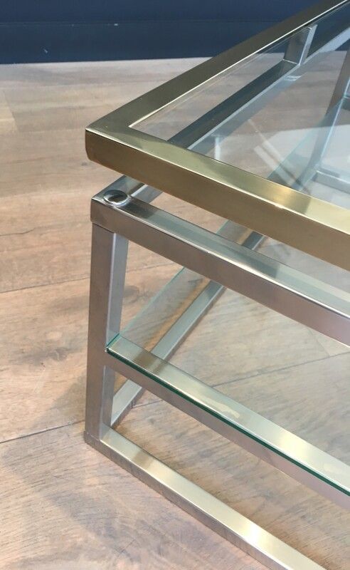 Table Basse Design en Chrome et Laiton