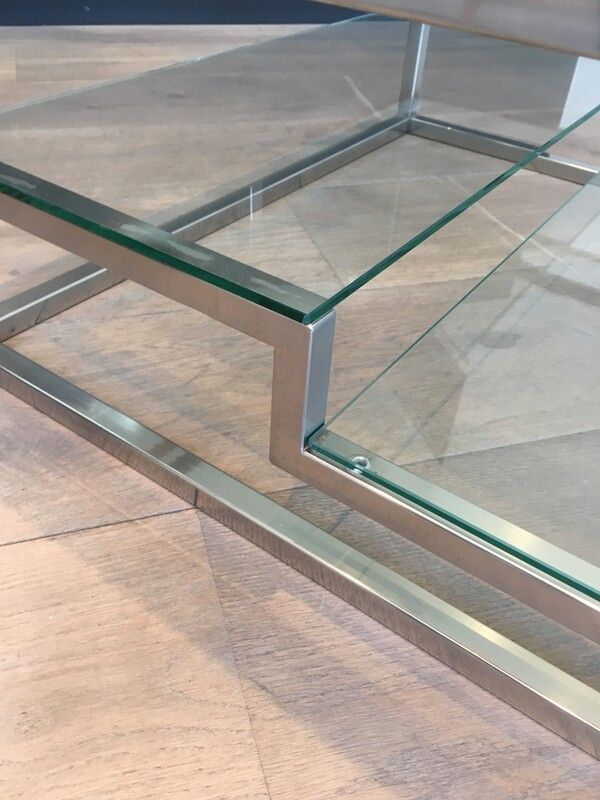 Table Basse Design en Chrome et Laiton