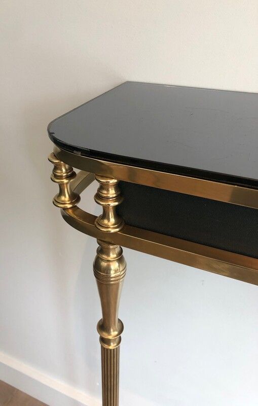 Console de Style Néoclassique en Laiton et Tôle Laquée à Décors De Palmettes