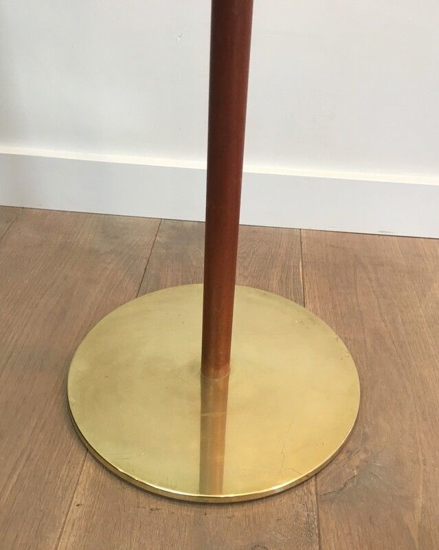 Lampadaire de Parquet en Bois et Laiton