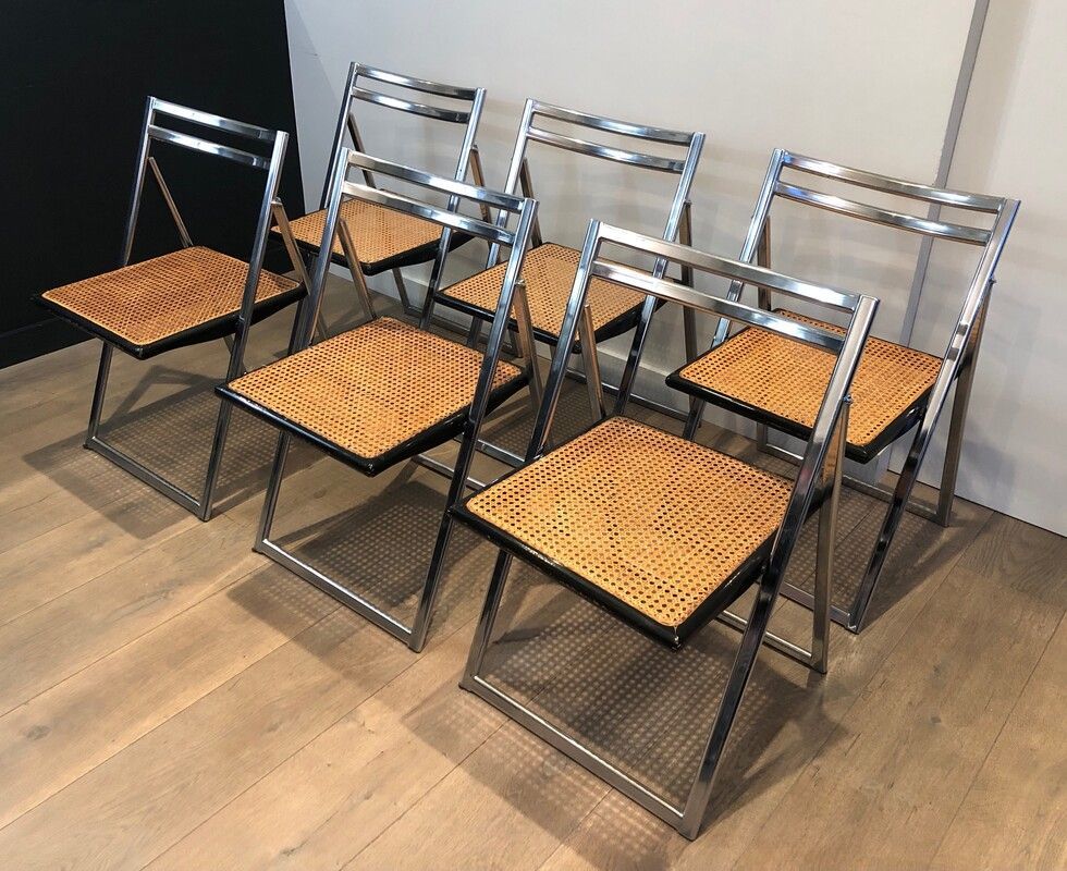 Suite de 6 Chaises Pliantes dans le Goût de Marcel Breuer