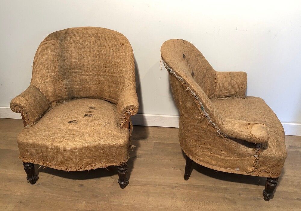 Paire de fauteuils Napoleon III à regarnir