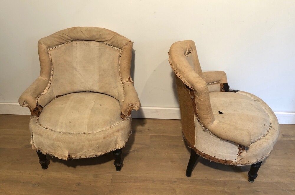 Paire de fauteuils Napoleon III à regarnir 