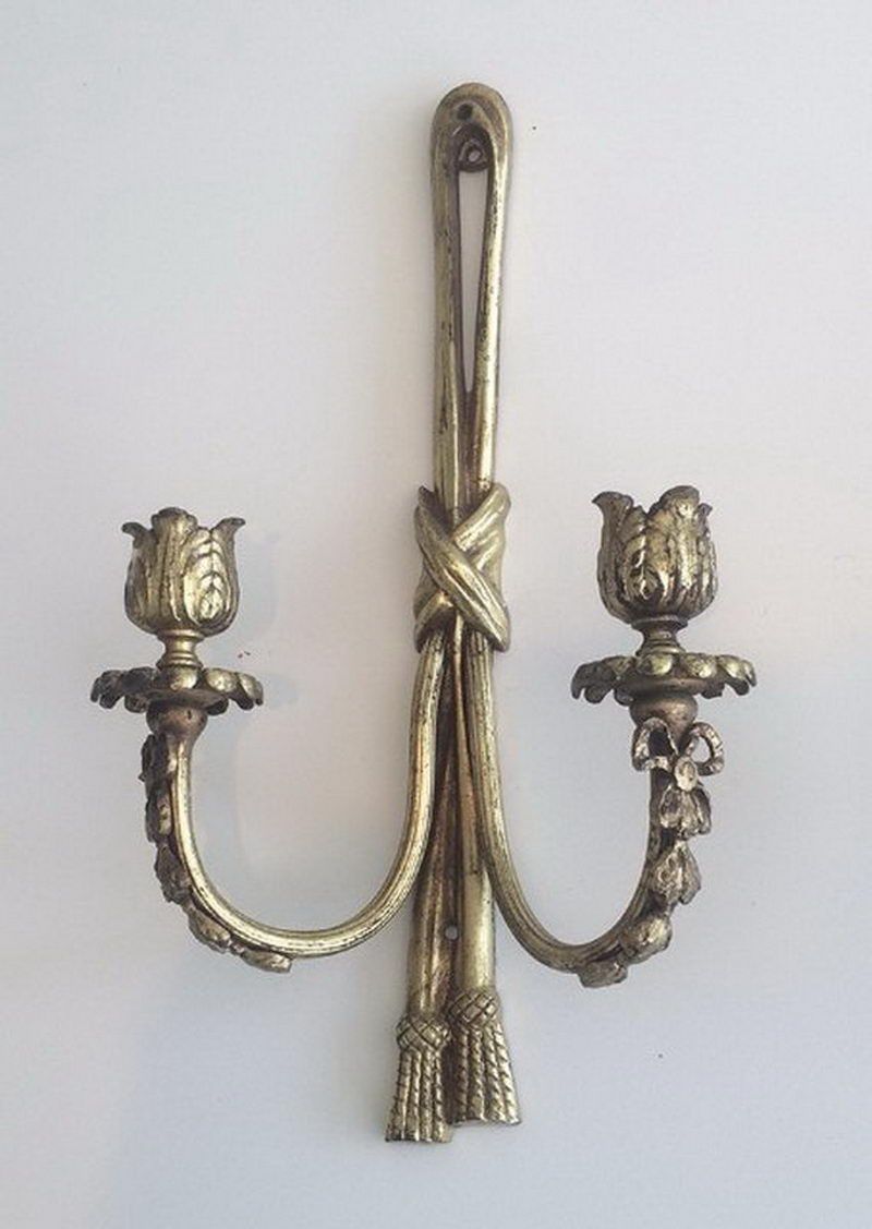 Paire d'Appliques de Style Louis XVI en Bronze