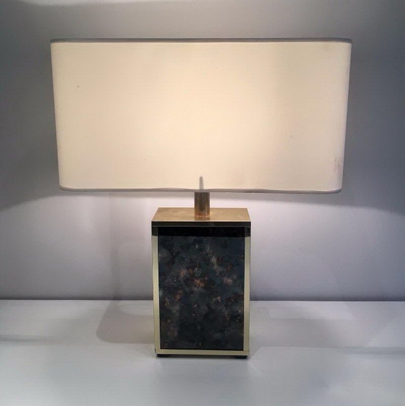 Lampe en Métal Doré et Verres Stylisés. Dans le goût d'Aldo Tura