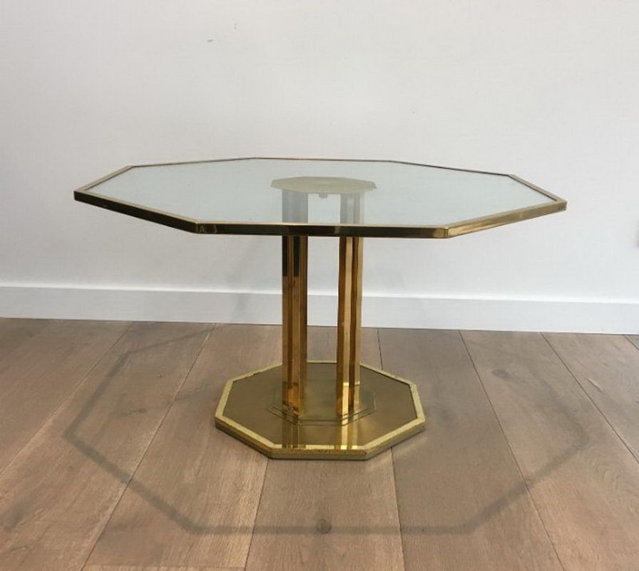 Table Basse Design en Laiton et Verre