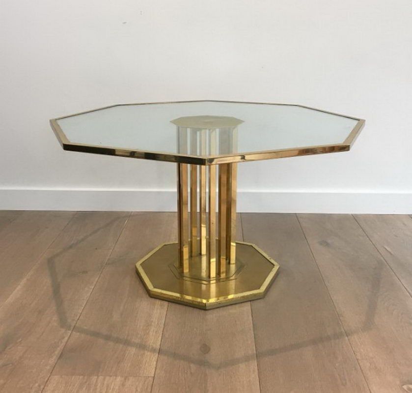 Table Basse Design en Laiton et Verre