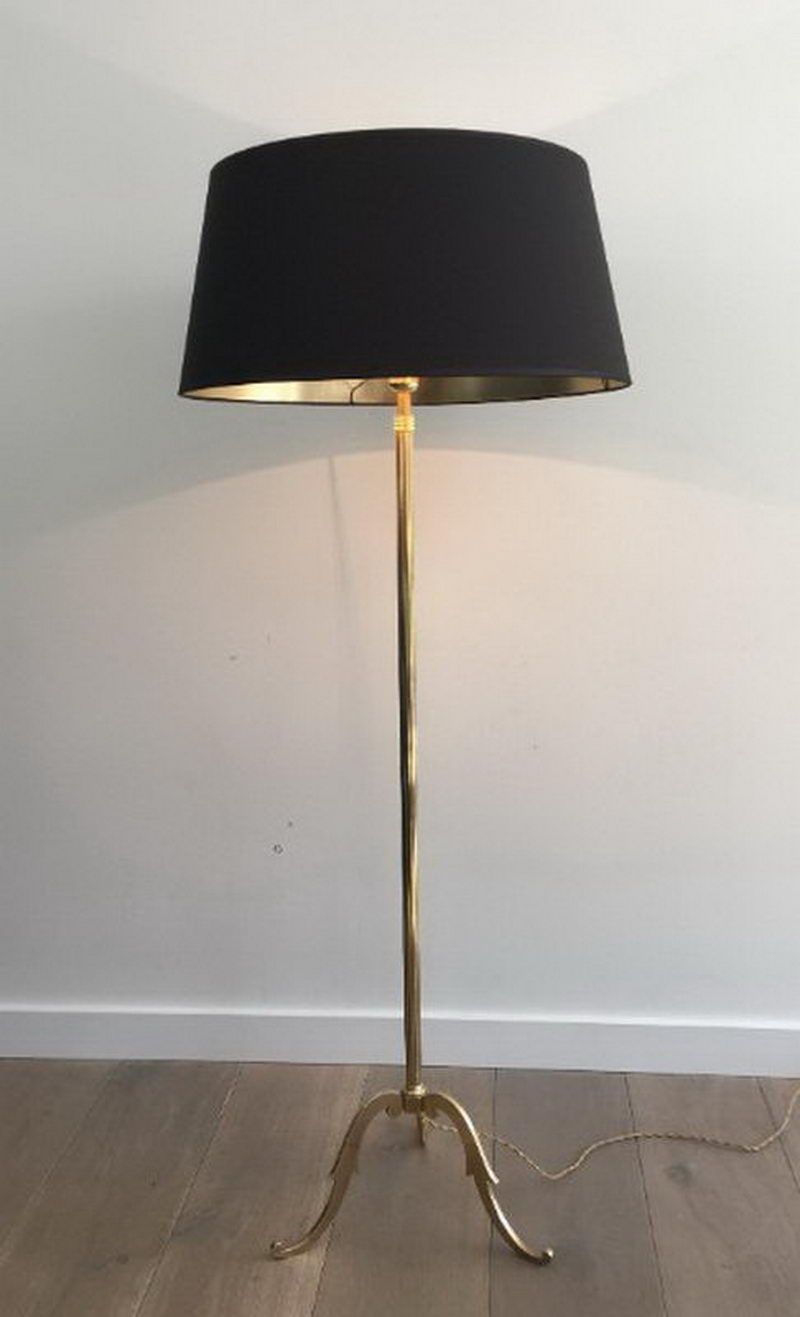 Lampadaire de Parquet en Laiton dans le Goût de la Maison Jansen