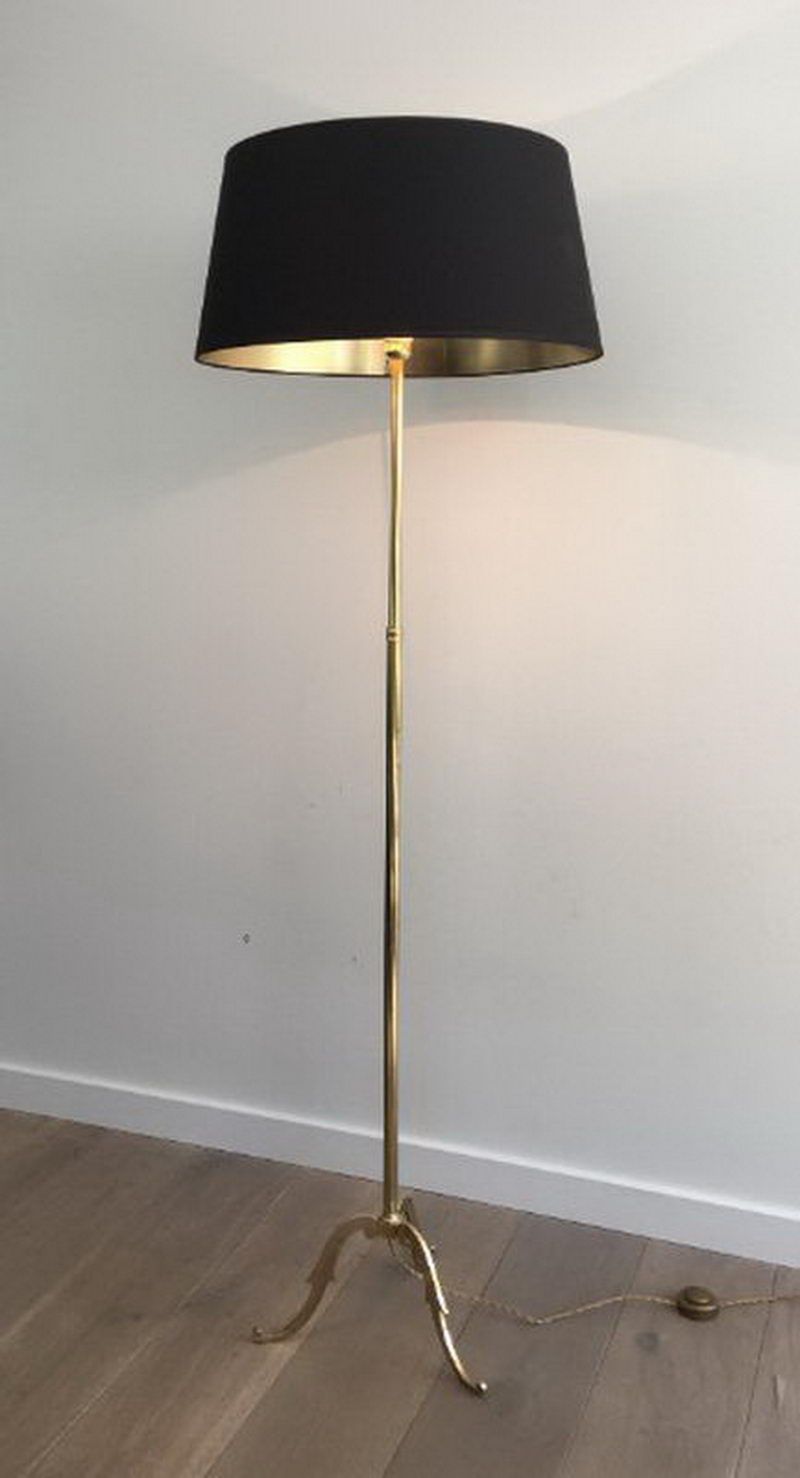 Lampadaire de Parquet en Laiton dans le Goût de la Maison Jansen