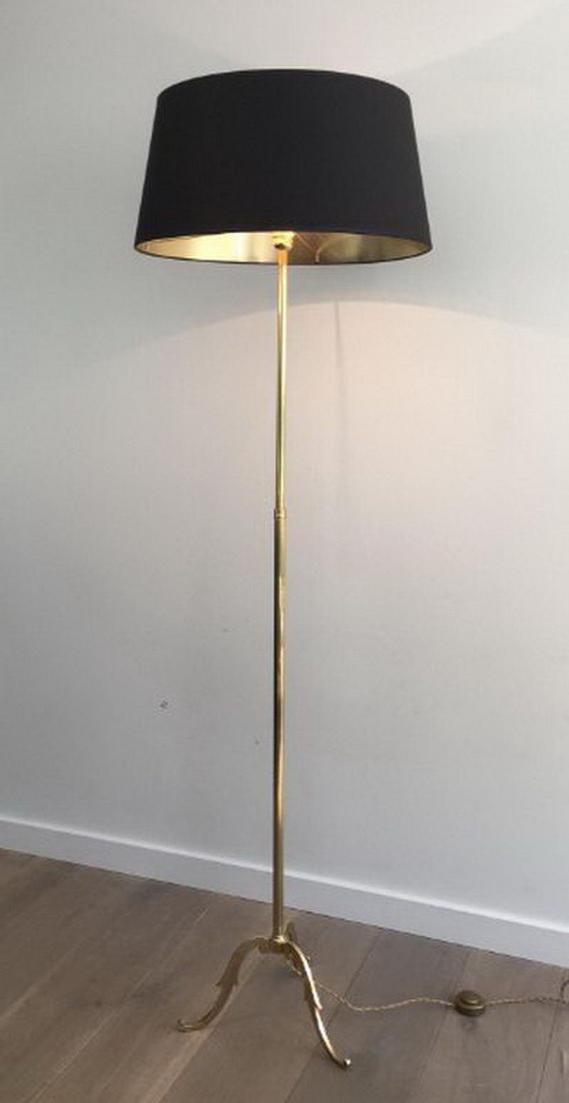 Lampadaire de Parquet en Laiton dans le Goût de la Maison Jansen