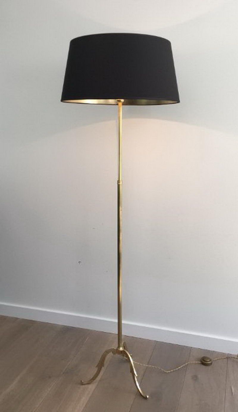 Lampadaire de Parquet en Laiton dans le Goût de la Maison Jansen