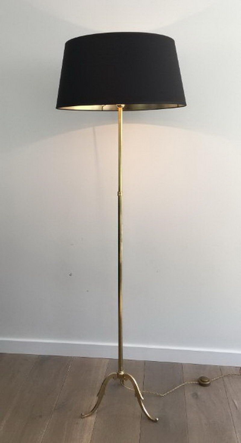 Lampadaire de Parquet en Laiton dans le Goût de la Maison Jansen