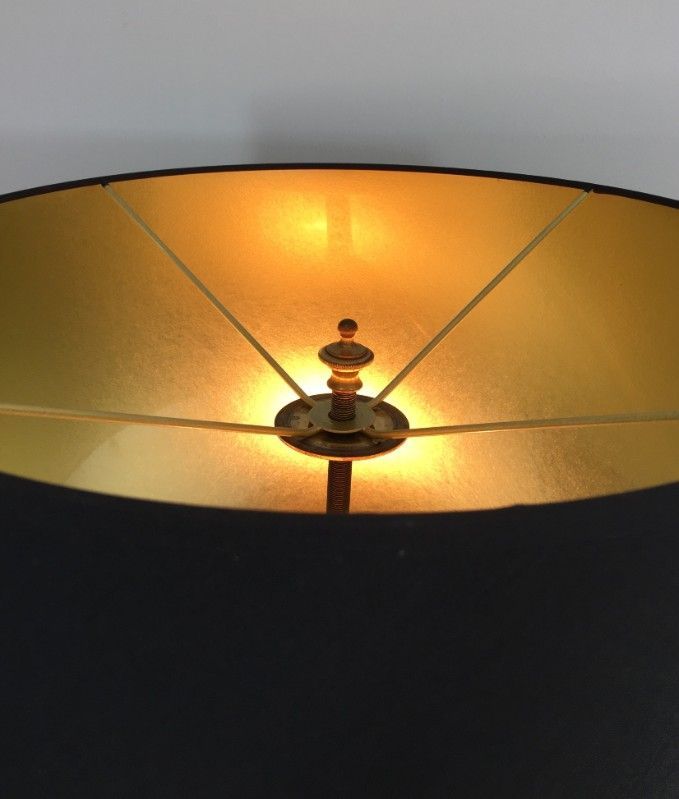 Lampe de Table en Céramique Noire et Dorée