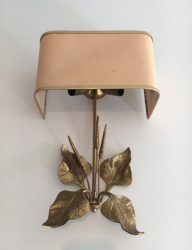 Paire d'Appliques en Bronze aux Epis de Blé et Feuilles. Dans le goût de la Maison Charles