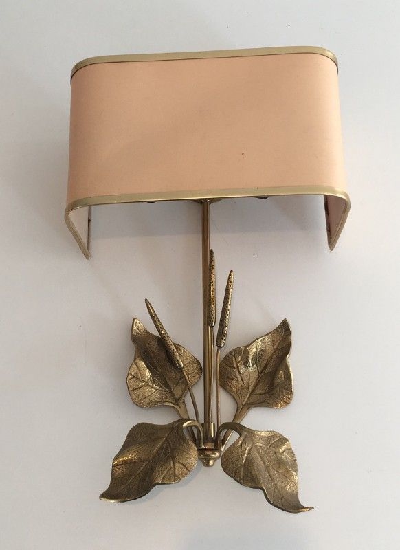 Paire d'Appliques en Bronze aux Epis de Blé et Feuilles. Dans le goût de la Maison Charles